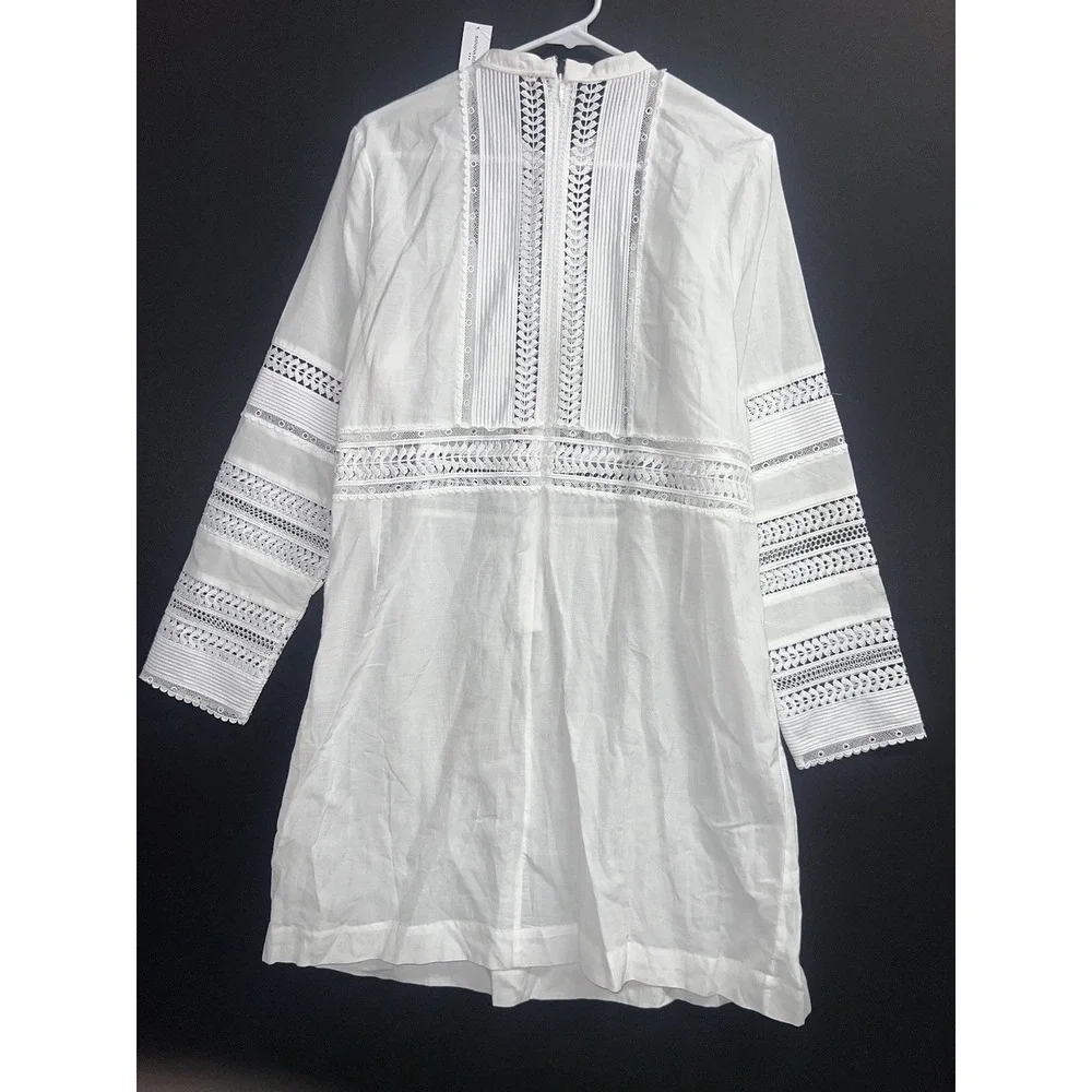 Banana Republic Diora Mini Dres Size L White Embrodery‎